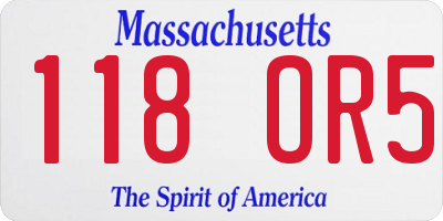 MA license plate 118OR5