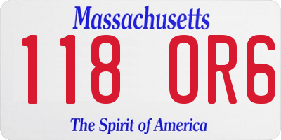 MA license plate 118OR6