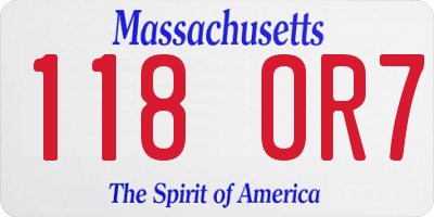 MA license plate 118OR7