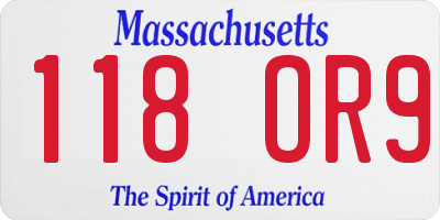 MA license plate 118OR9
