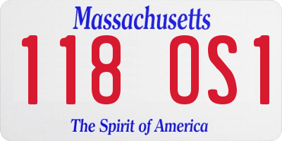 MA license plate 118OS1