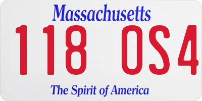 MA license plate 118OS4