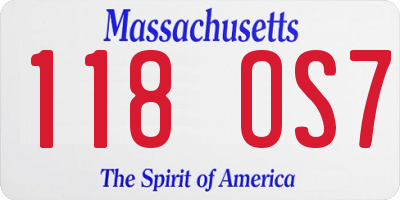 MA license plate 118OS7