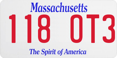 MA license plate 118OT3
