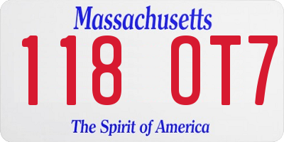 MA license plate 118OT7
