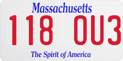 MA license plate 118OU3