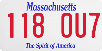 MA license plate 118OU7