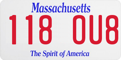 MA license plate 118OU8