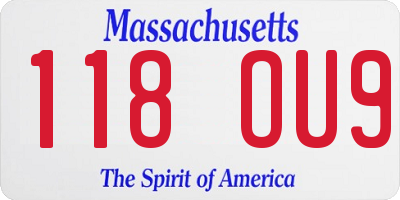 MA license plate 118OU9