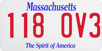 MA license plate 118OV3