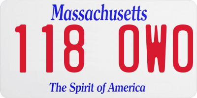 MA license plate 118OW0