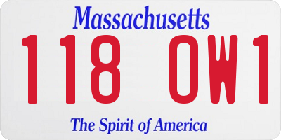 MA license plate 118OW1