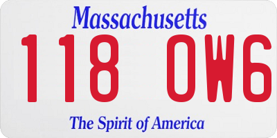 MA license plate 118OW6