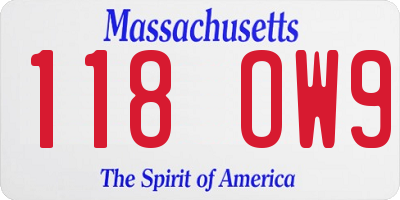 MA license plate 118OW9