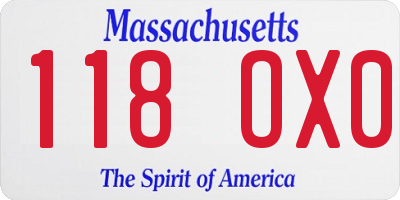 MA license plate 118OX0