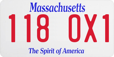 MA license plate 118OX1