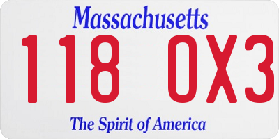 MA license plate 118OX3