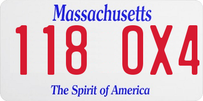 MA license plate 118OX4