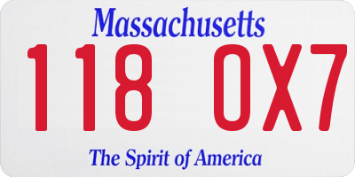 MA license plate 118OX7