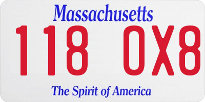 MA license plate 118OX8