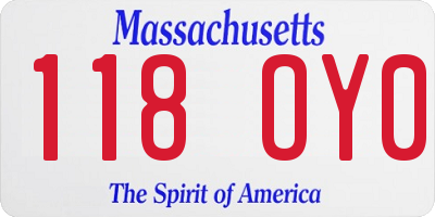 MA license plate 118OY0