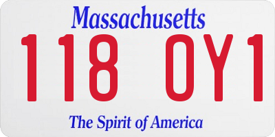 MA license plate 118OY1