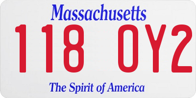 MA license plate 118OY2