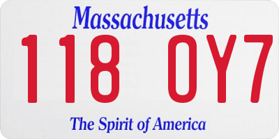 MA license plate 118OY7