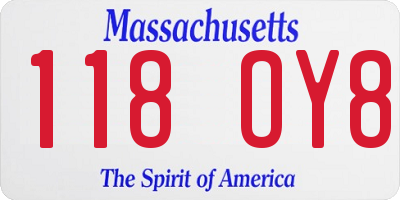 MA license plate 118OY8
