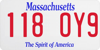 MA license plate 118OY9
