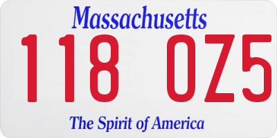 MA license plate 118OZ5