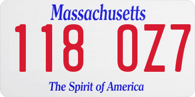 MA license plate 118OZ7