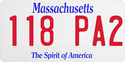 MA license plate 118PA2