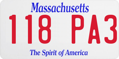 MA license plate 118PA3