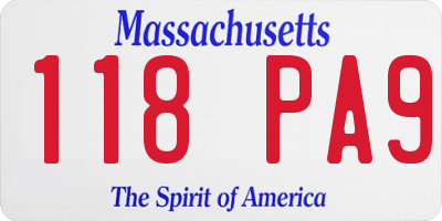 MA license plate 118PA9