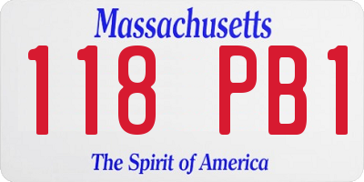 MA license plate 118PB1