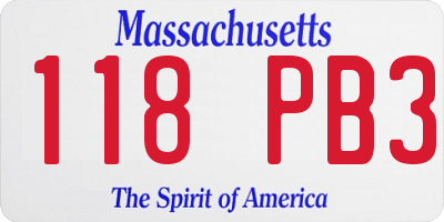 MA license plate 118PB3