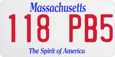 MA license plate 118PB5