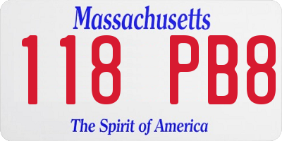 MA license plate 118PB8