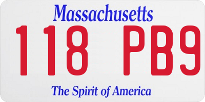 MA license plate 118PB9