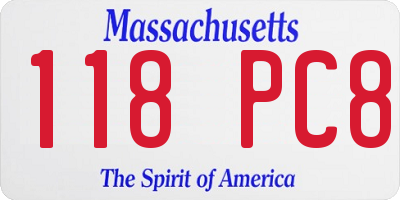 MA license plate 118PC8