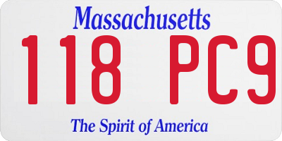 MA license plate 118PC9