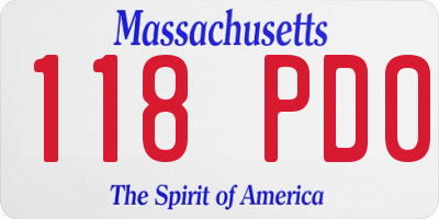 MA license plate 118PD0