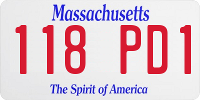 MA license plate 118PD1