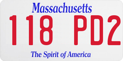 MA license plate 118PD2