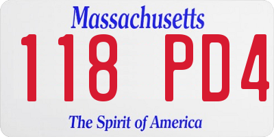 MA license plate 118PD4
