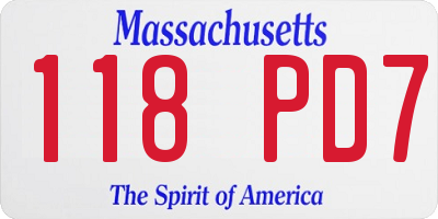 MA license plate 118PD7