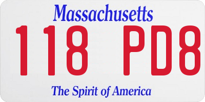 MA license plate 118PD8