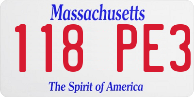 MA license plate 118PE3