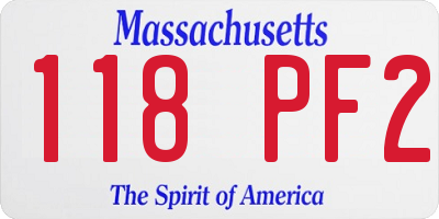 MA license plate 118PF2